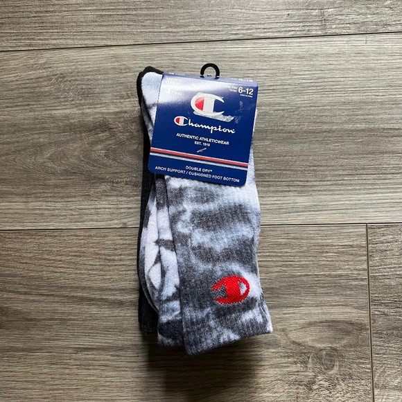 Champion Arch Support Crew Socks 3 Pack Men's 6-12 Black Authentic Active Wear - Picture 1 of 4